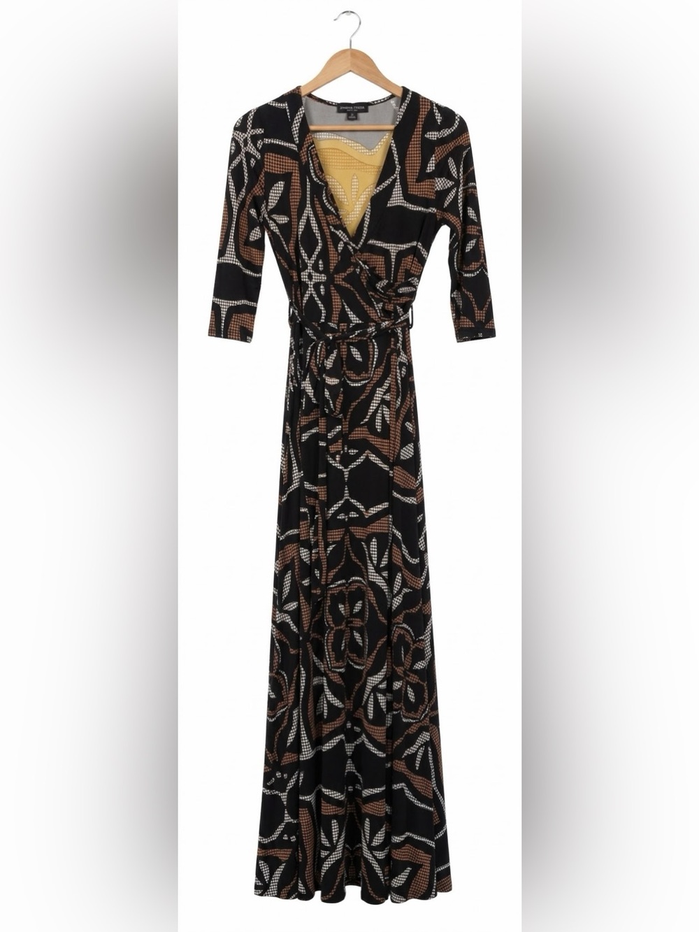 Classic Black & Brown Printed Wrap Dress